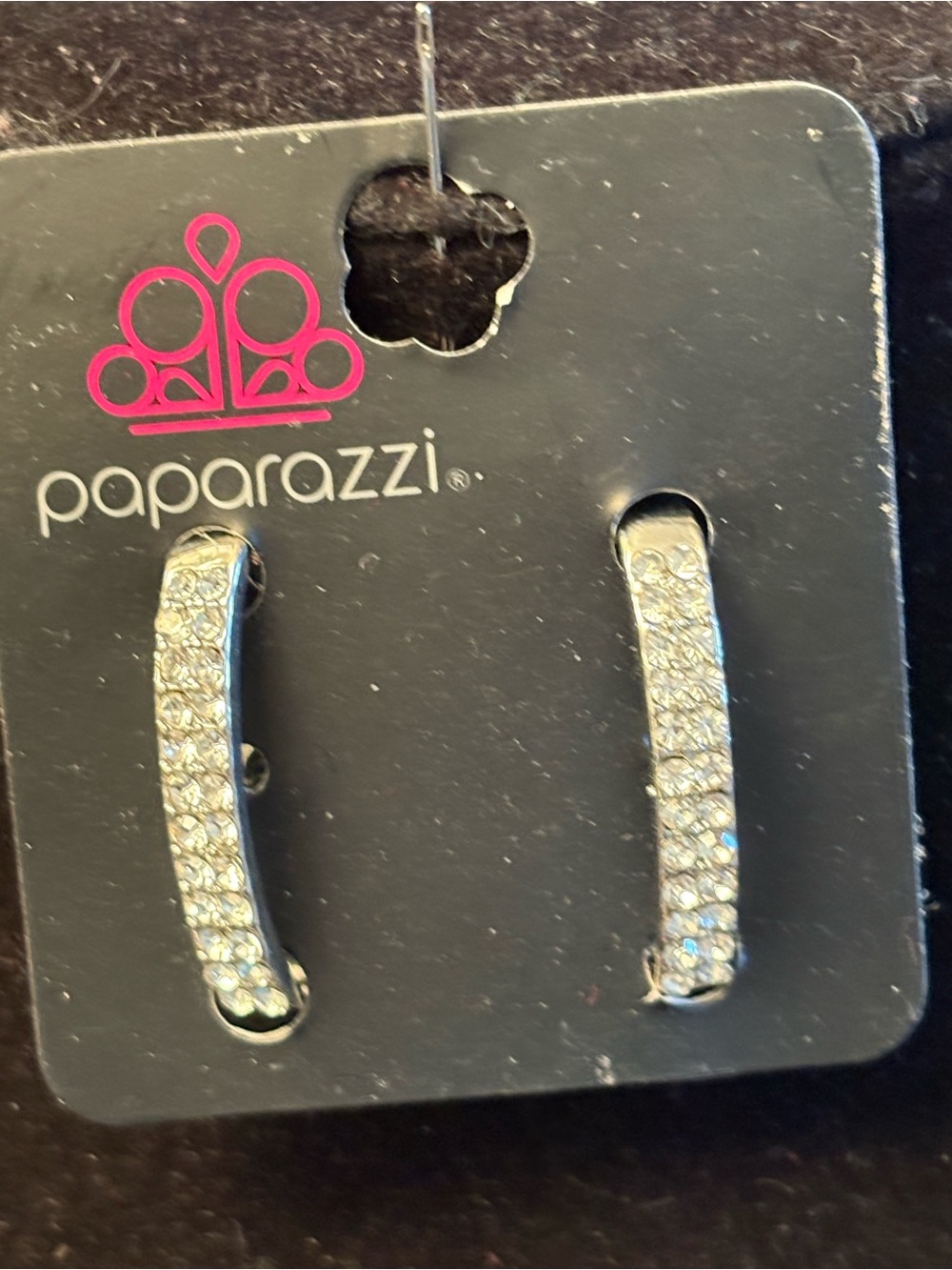 paparazzi Silver Crystal Pave earcrawler Earrings